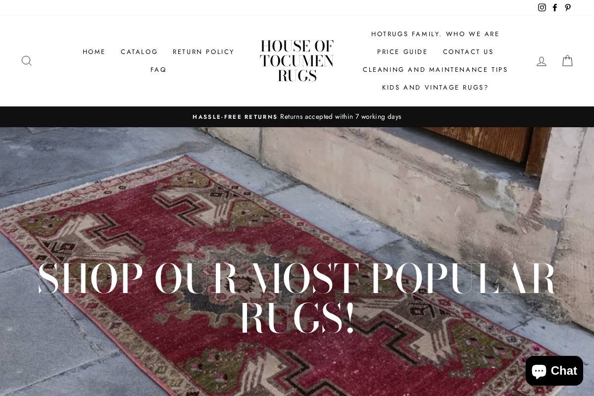 hotrugs.net homepage screenshot