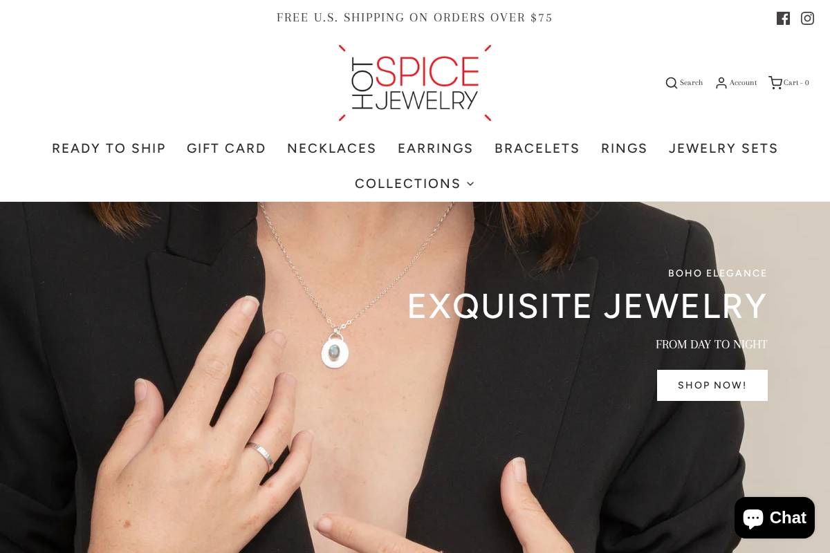 hotspicejewelry.com homepage screenshot