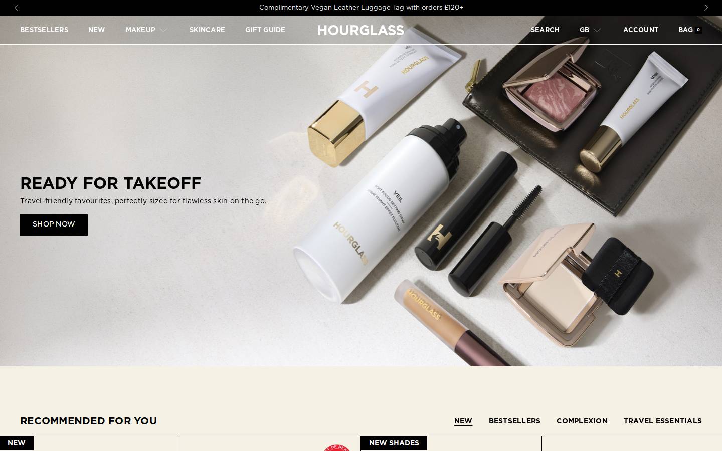 hourglasscosmetics.co.uk homepage screenshot