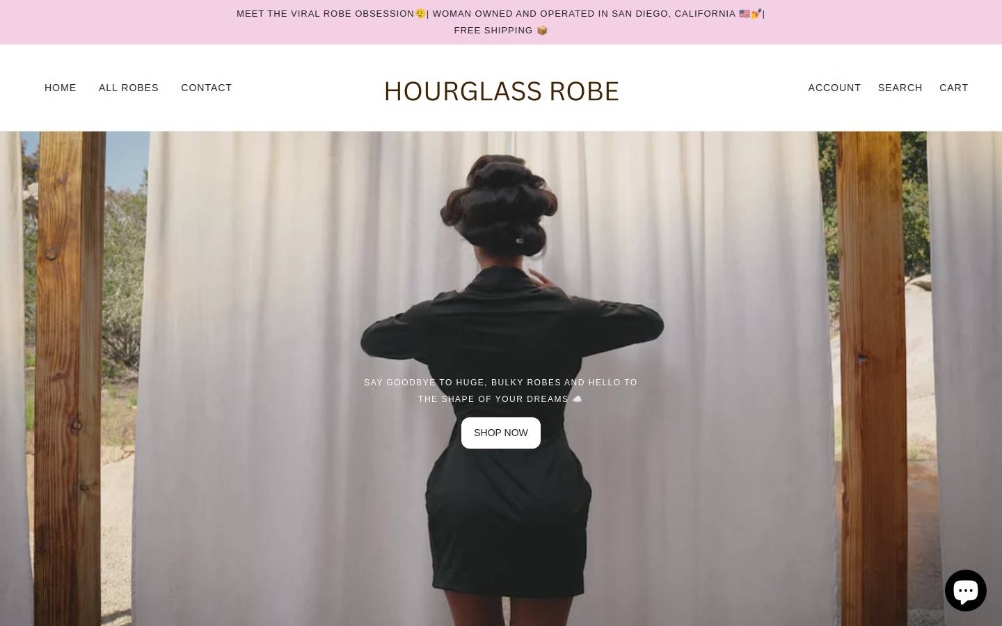 hourglassrobe.com homepage screenshot