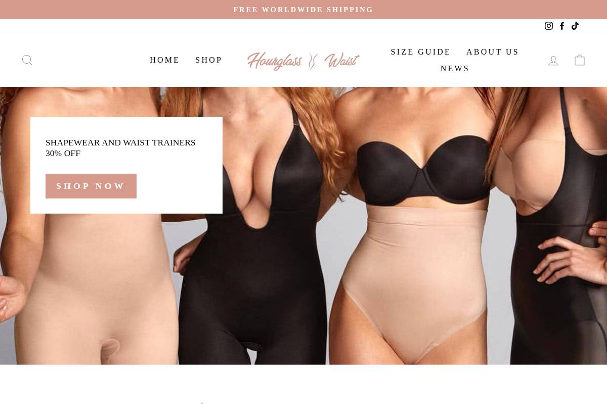 hourglasswaist.com.au homepage screenshot