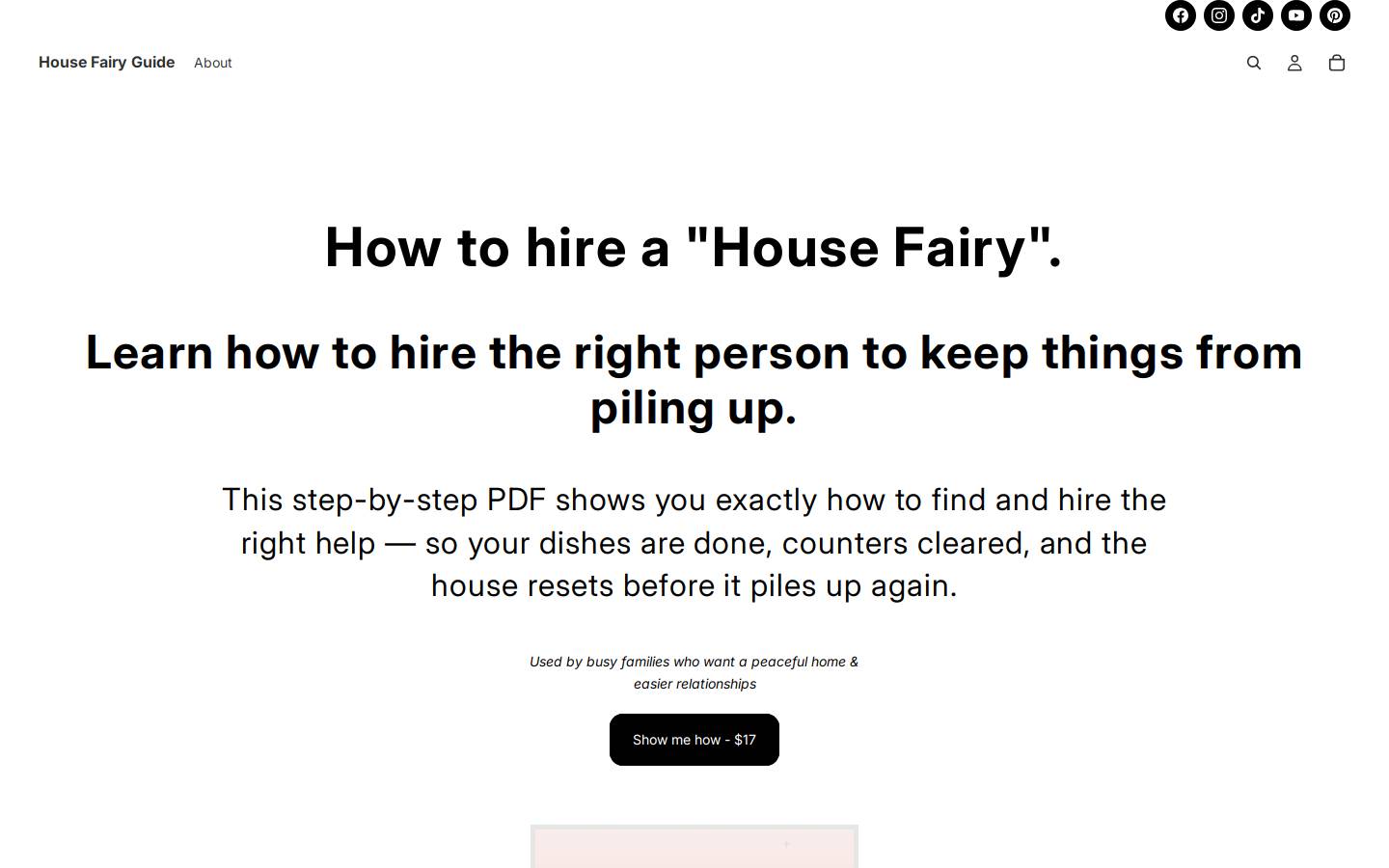 housefairyguide.com homepage screenshot