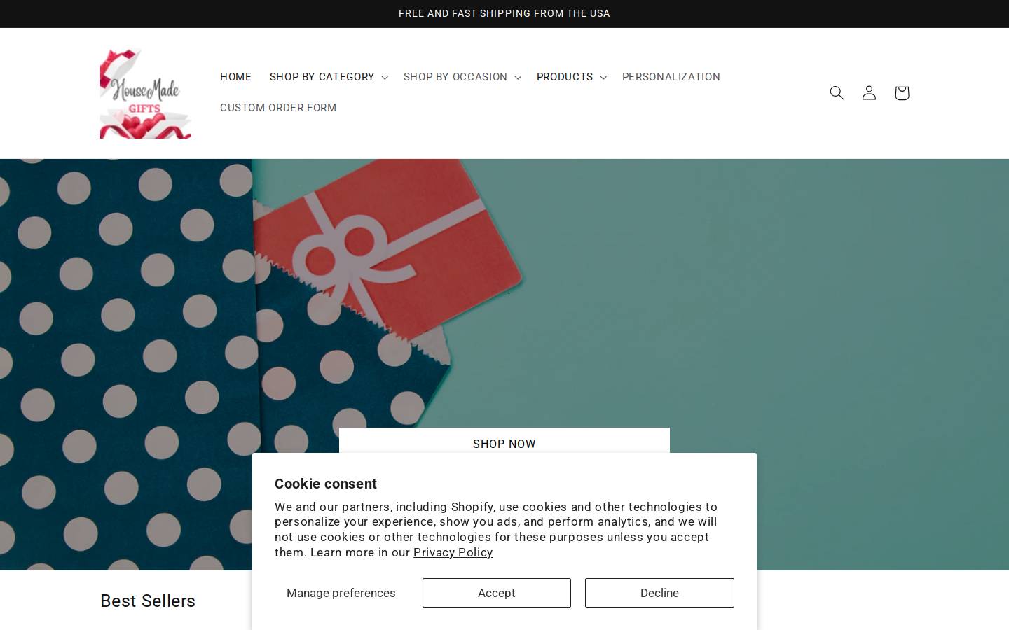 housemadegifts.com homepage screenshot