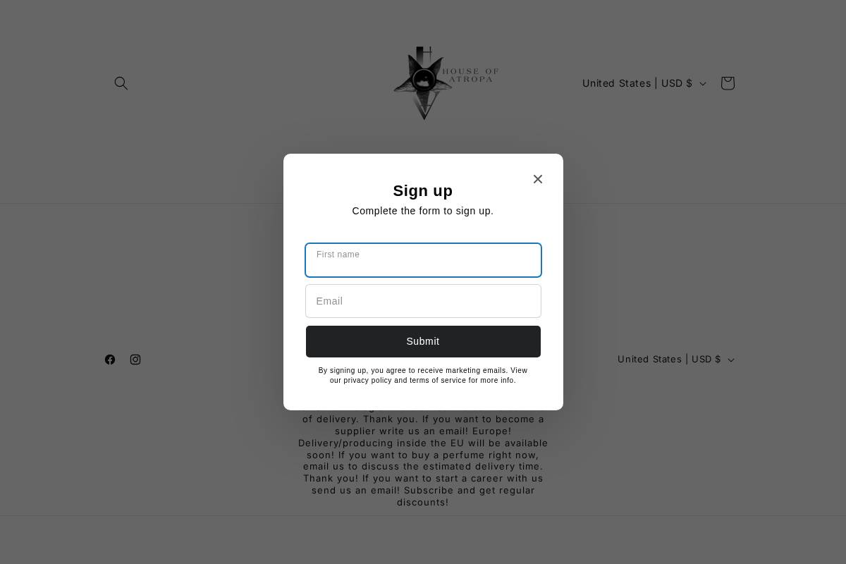 houseofatropa.com homepage screenshot