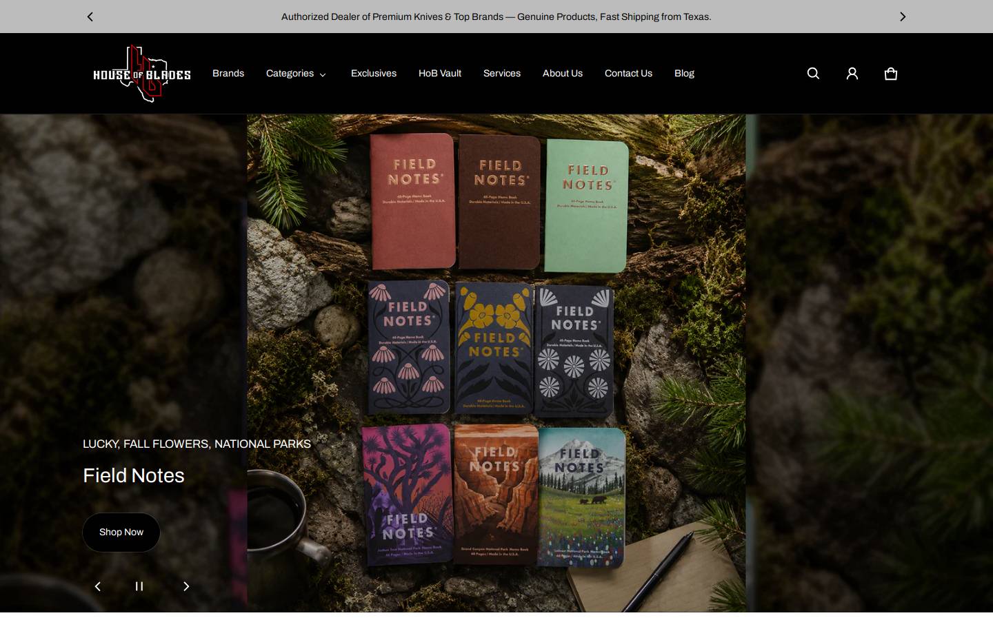 houseofblades.com homepage screenshot