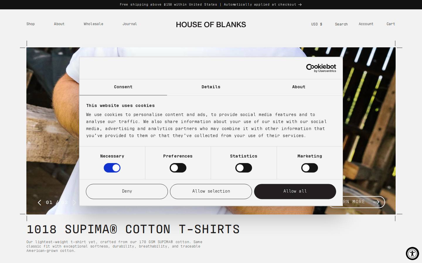 houseofblanks.com homepage screenshot