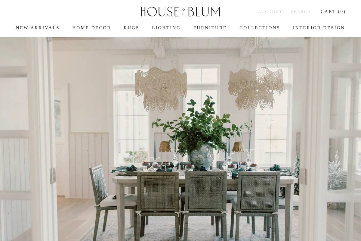 houseofblum.com homepage screenshot