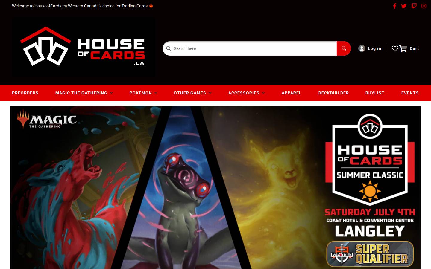 houseofcardsmtg.com homepage screenshot