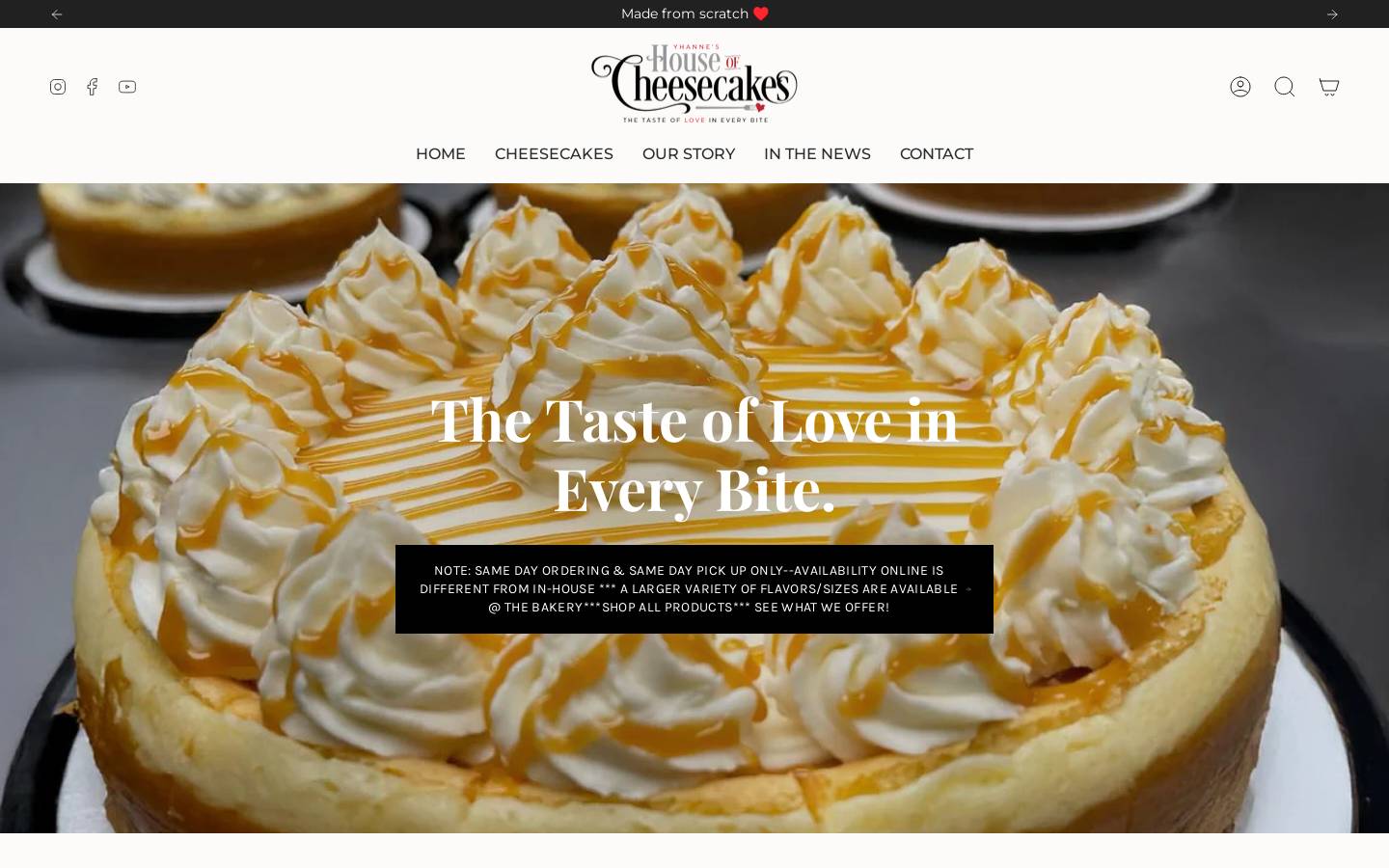 houseofcheesecakes.net homepage screenshot