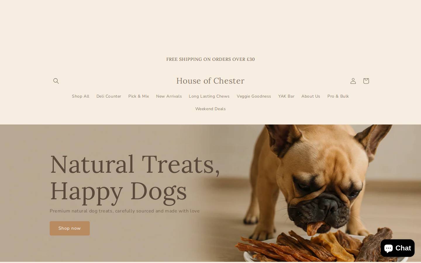 houseofchester.com homepage screenshot