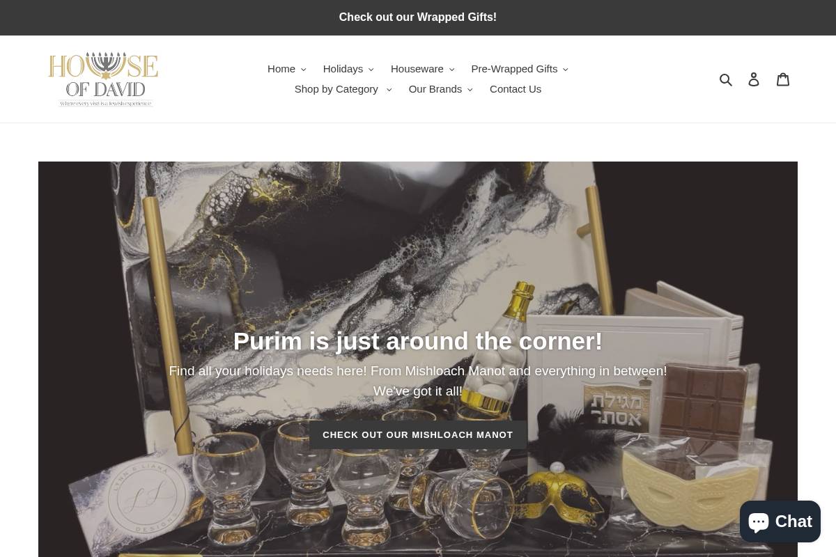 houseofdavidjudaica.com homepage screenshot