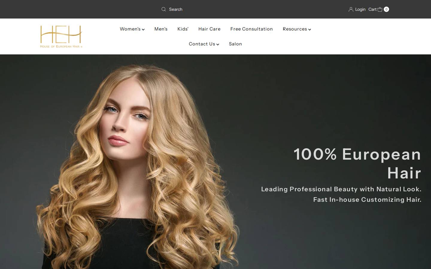 houseofeuropeanhair.com homepage screenshot