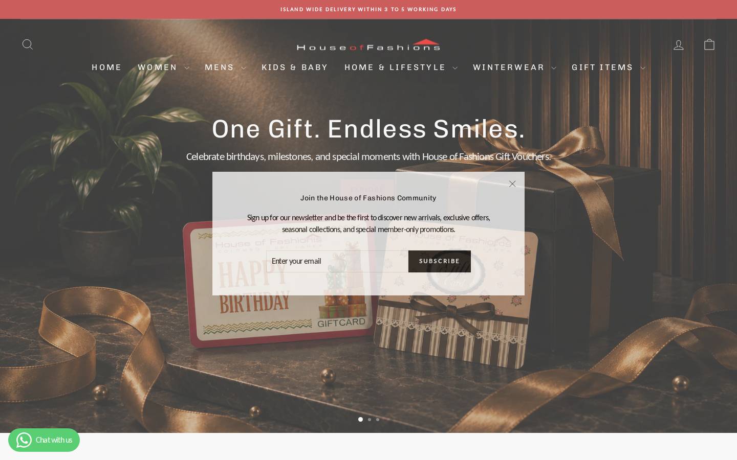houseoffashions.lk homepage screenshot