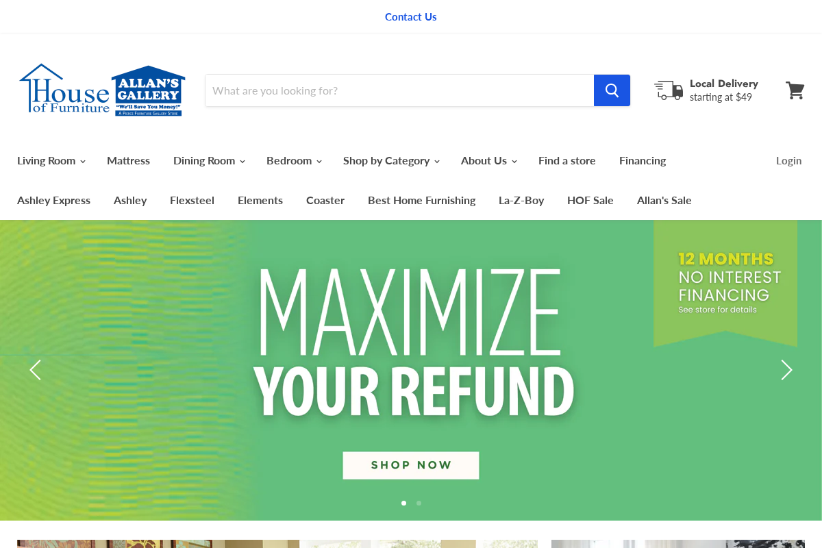 House Of Furniture/Allan's Gallery homepage screenshot