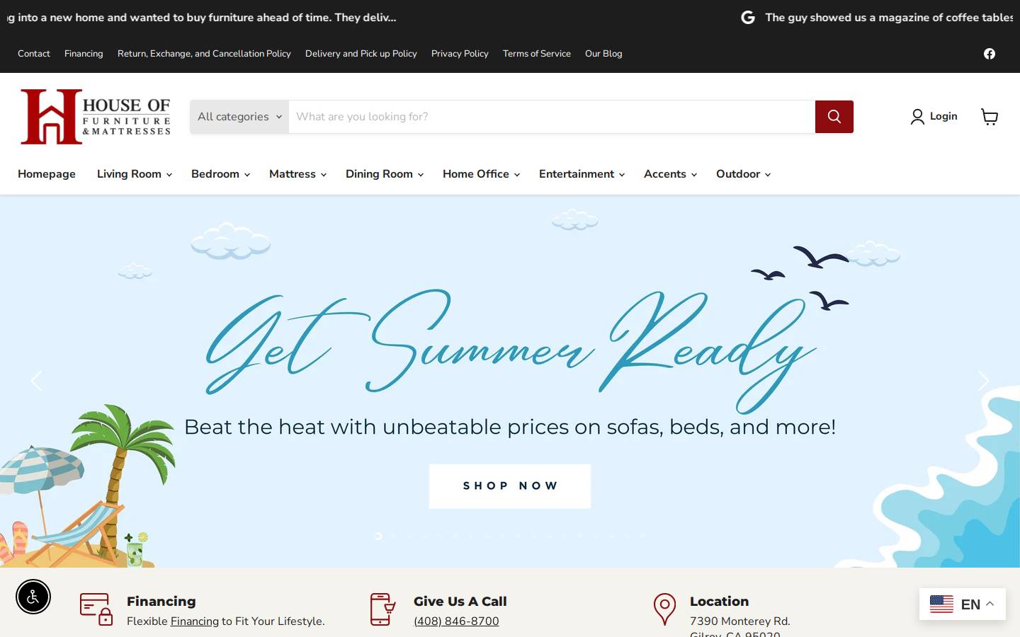 houseoffurniture.us homepage screenshot