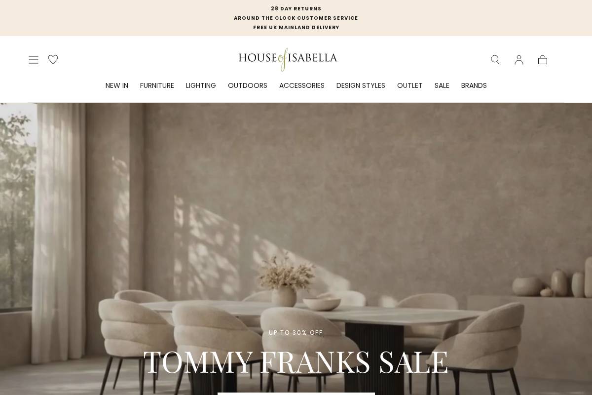 House of Isabella homepage screenshot