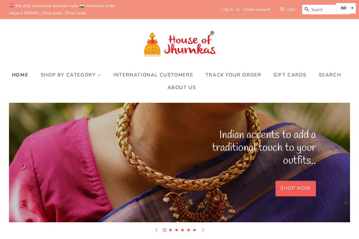 House of Jhumkas homepage screenshot