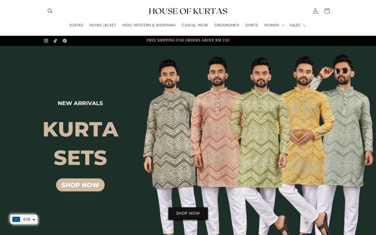 houseofkurtas.com homepage screenshot