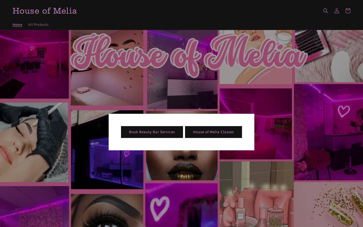 houseofmelia.com homepage screenshot