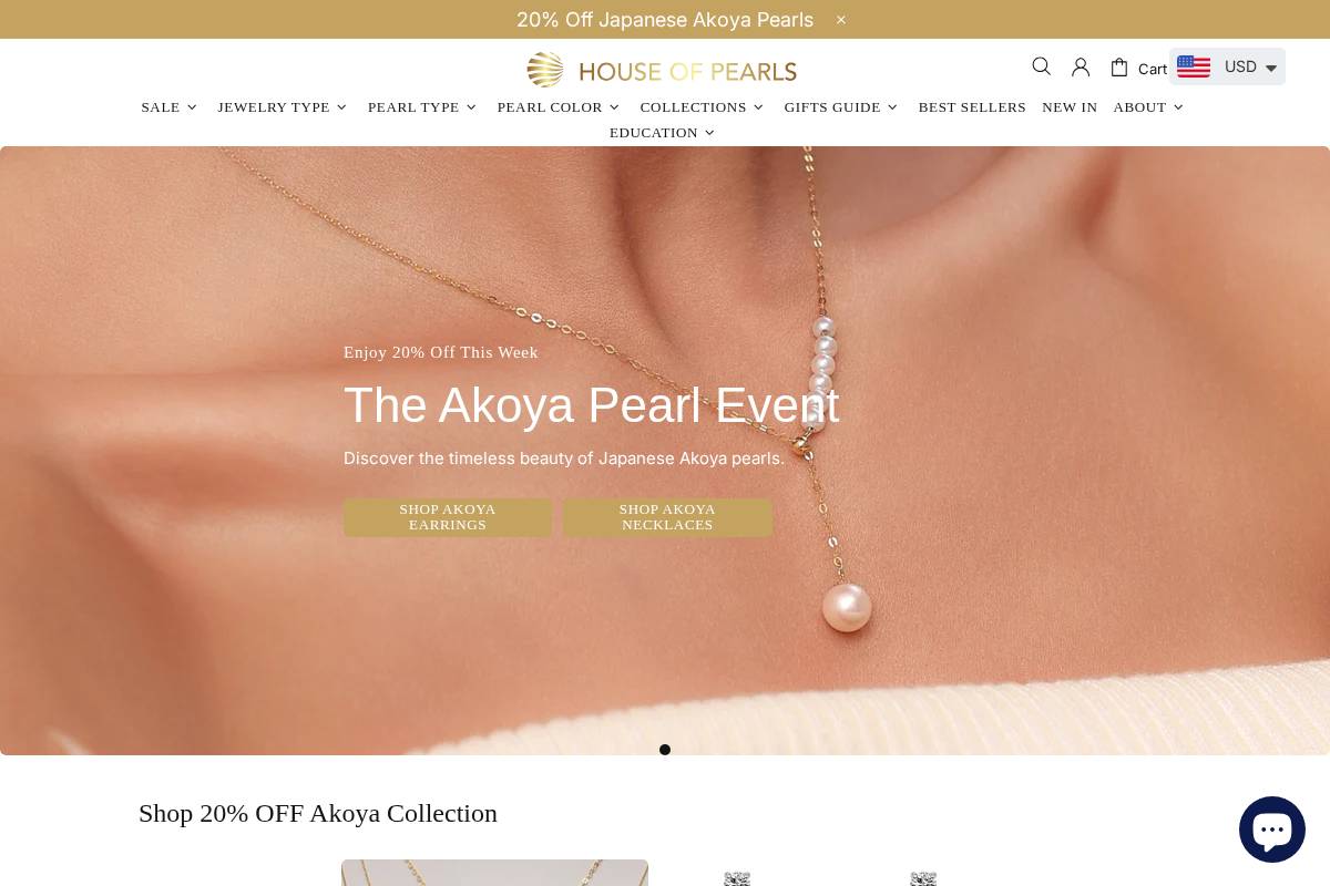 houseofpearls.com homepage screenshot