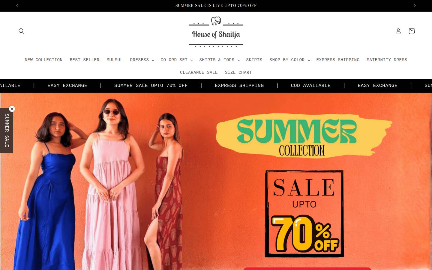 houseofshailja.com homepage screenshot