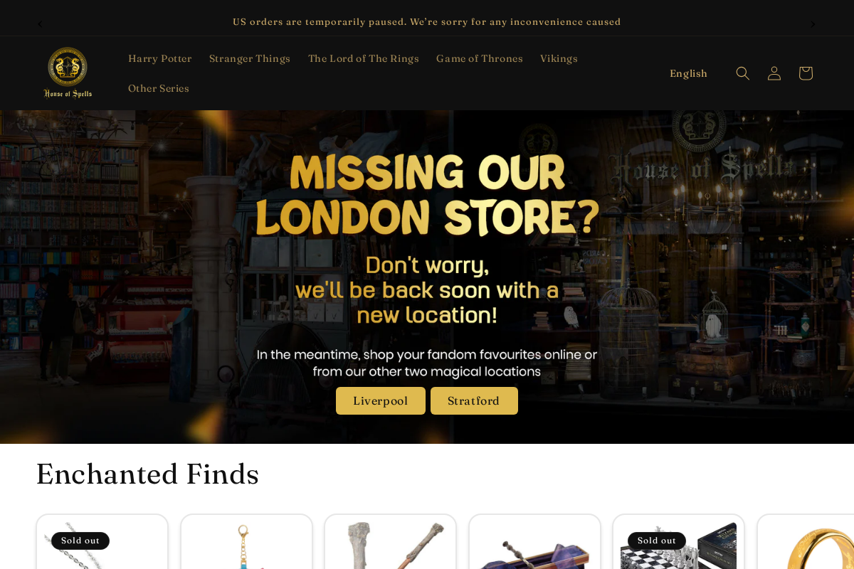 House of Spells homepage screenshot