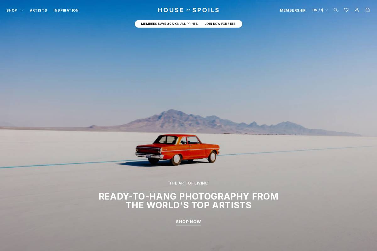 Houseofspoils homepage screenshot