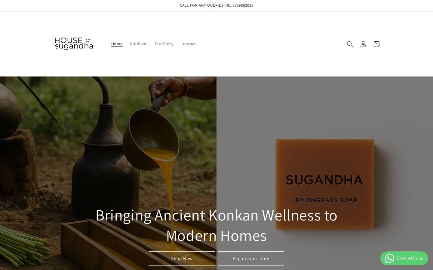 houseofsugandha.com homepage screenshot