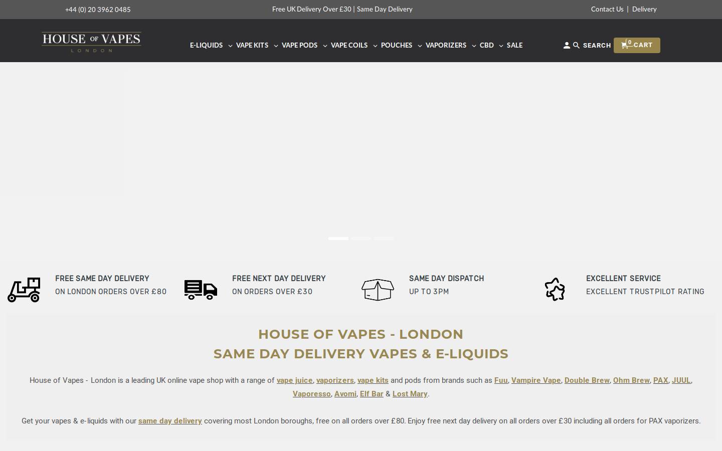 houseofvapeslondon.com homepage screenshot
