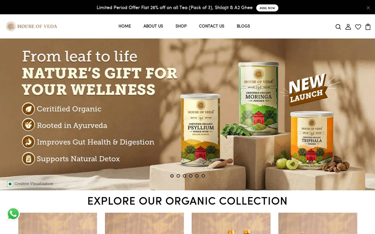 houseofveda.com homepage screenshot