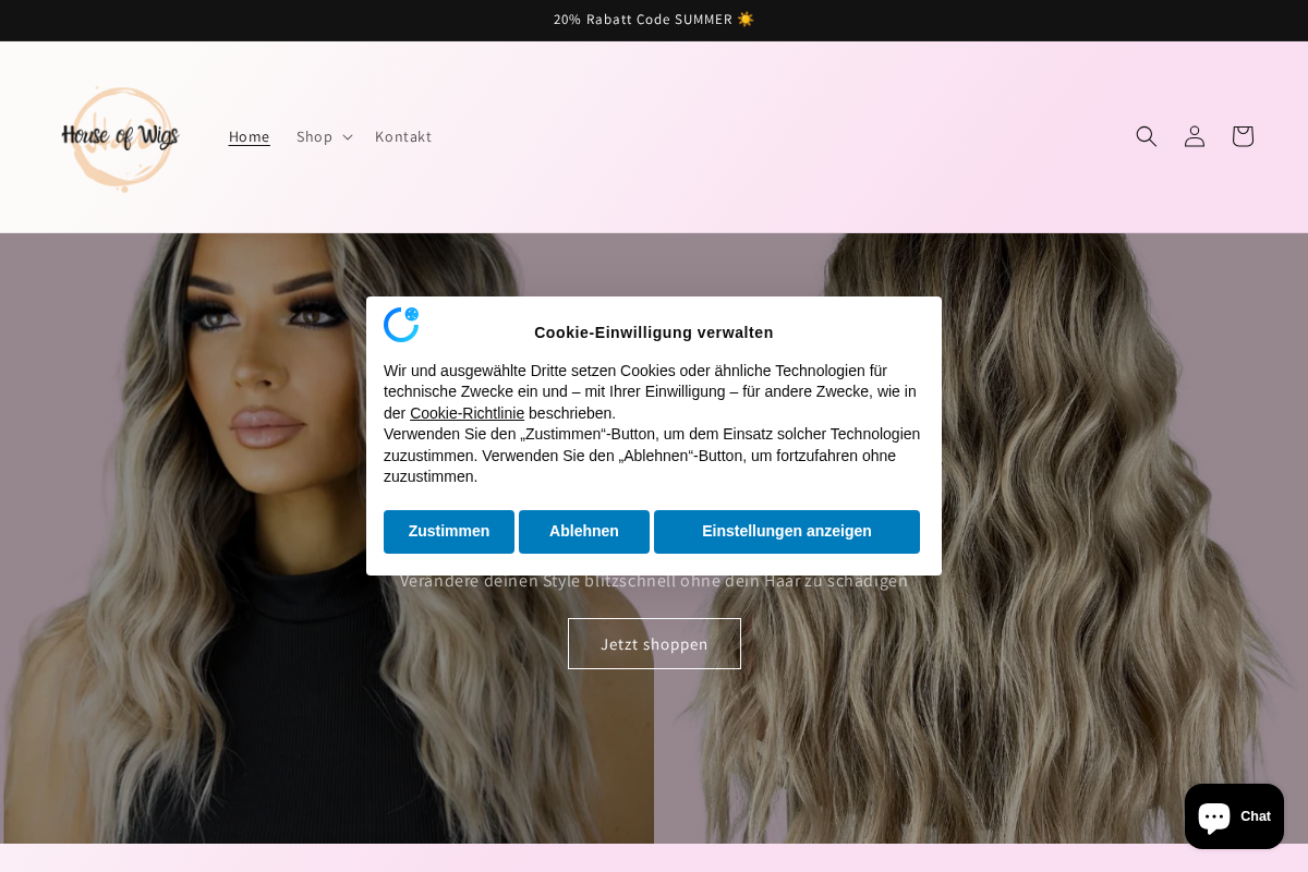 House of Wigs homepage screenshot