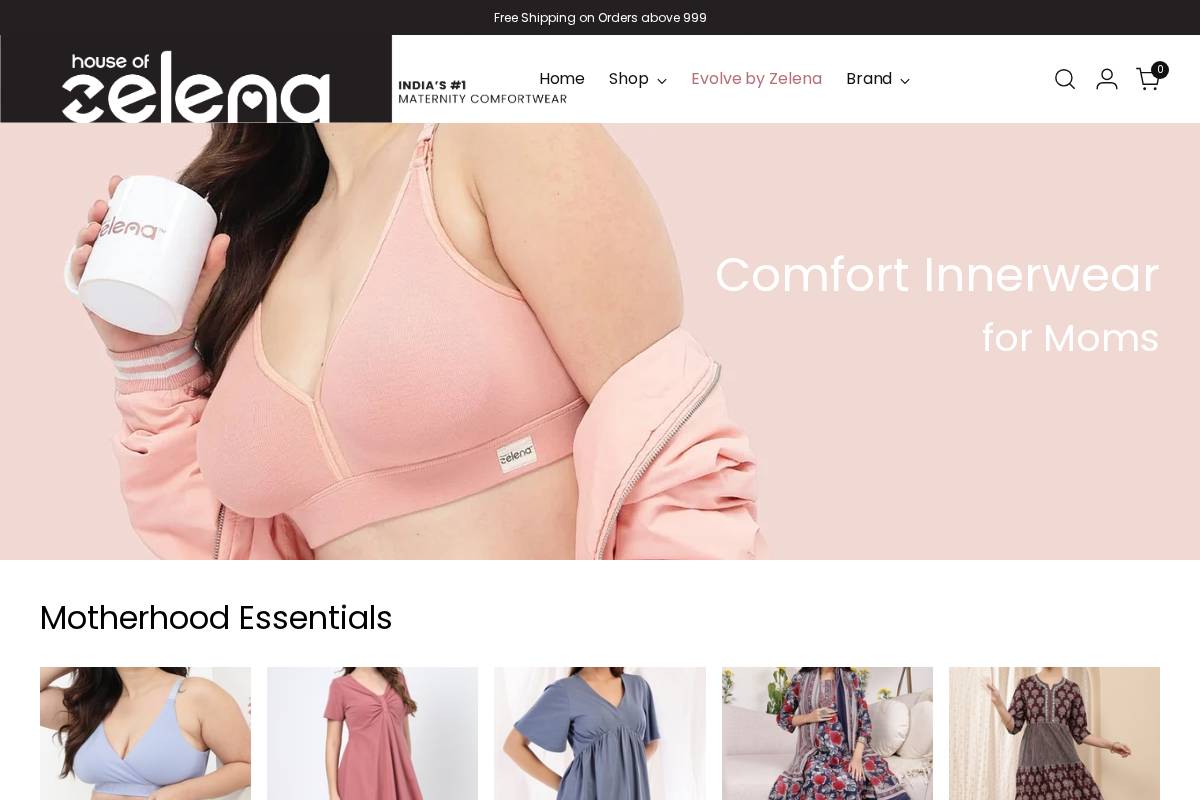 houseofzelena.com homepage screenshot