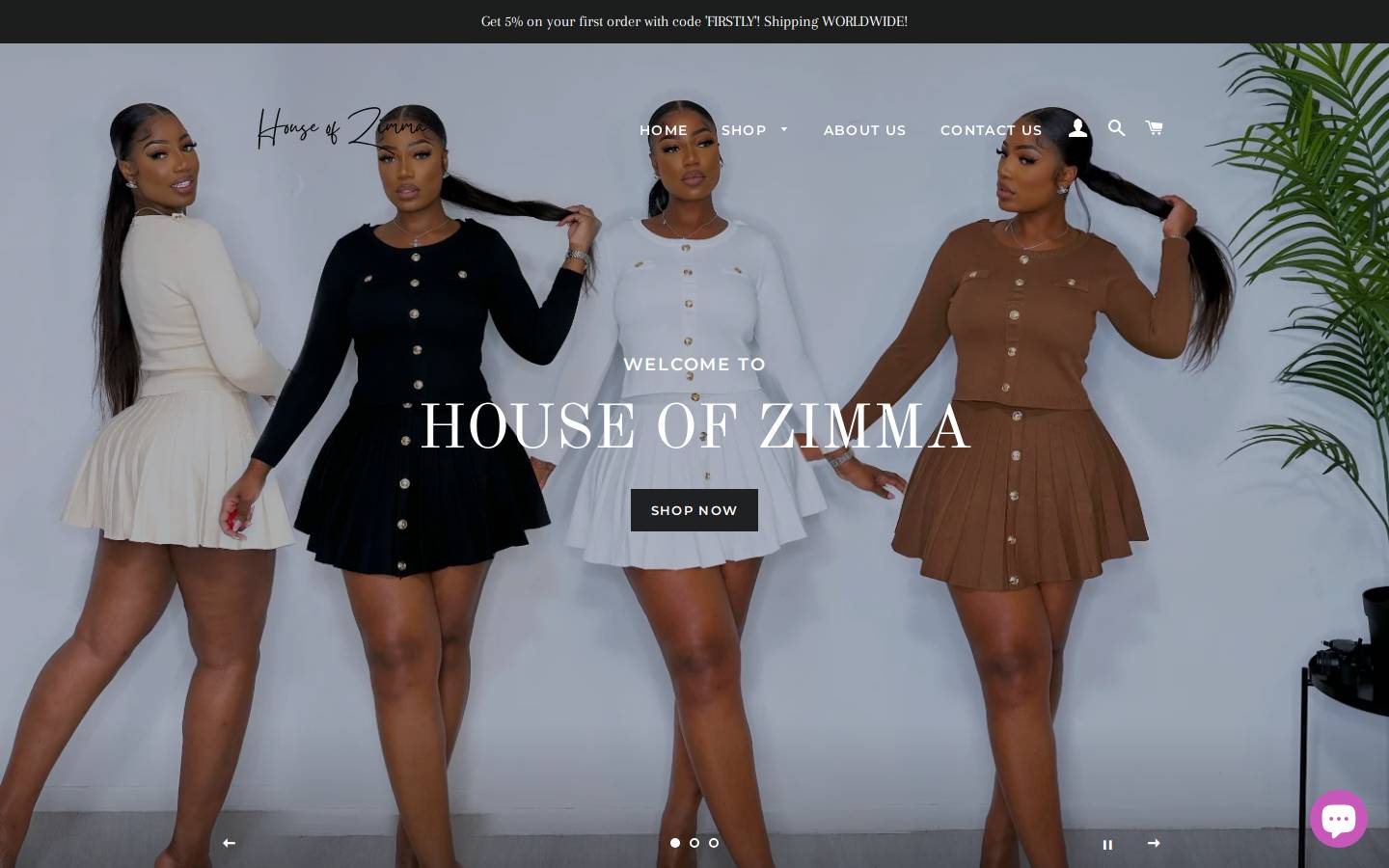 houseofzimma.com homepage screenshot