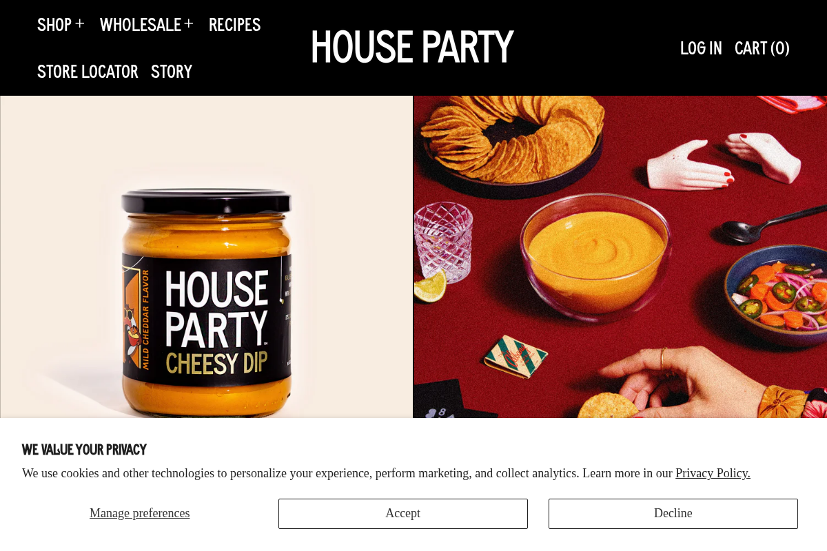 housepartysnacks.com homepage screenshot