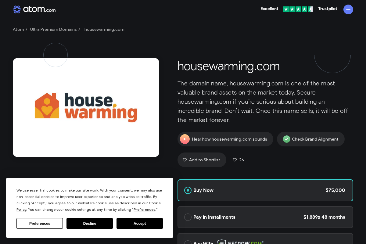 housewarming.com homepage screenshot