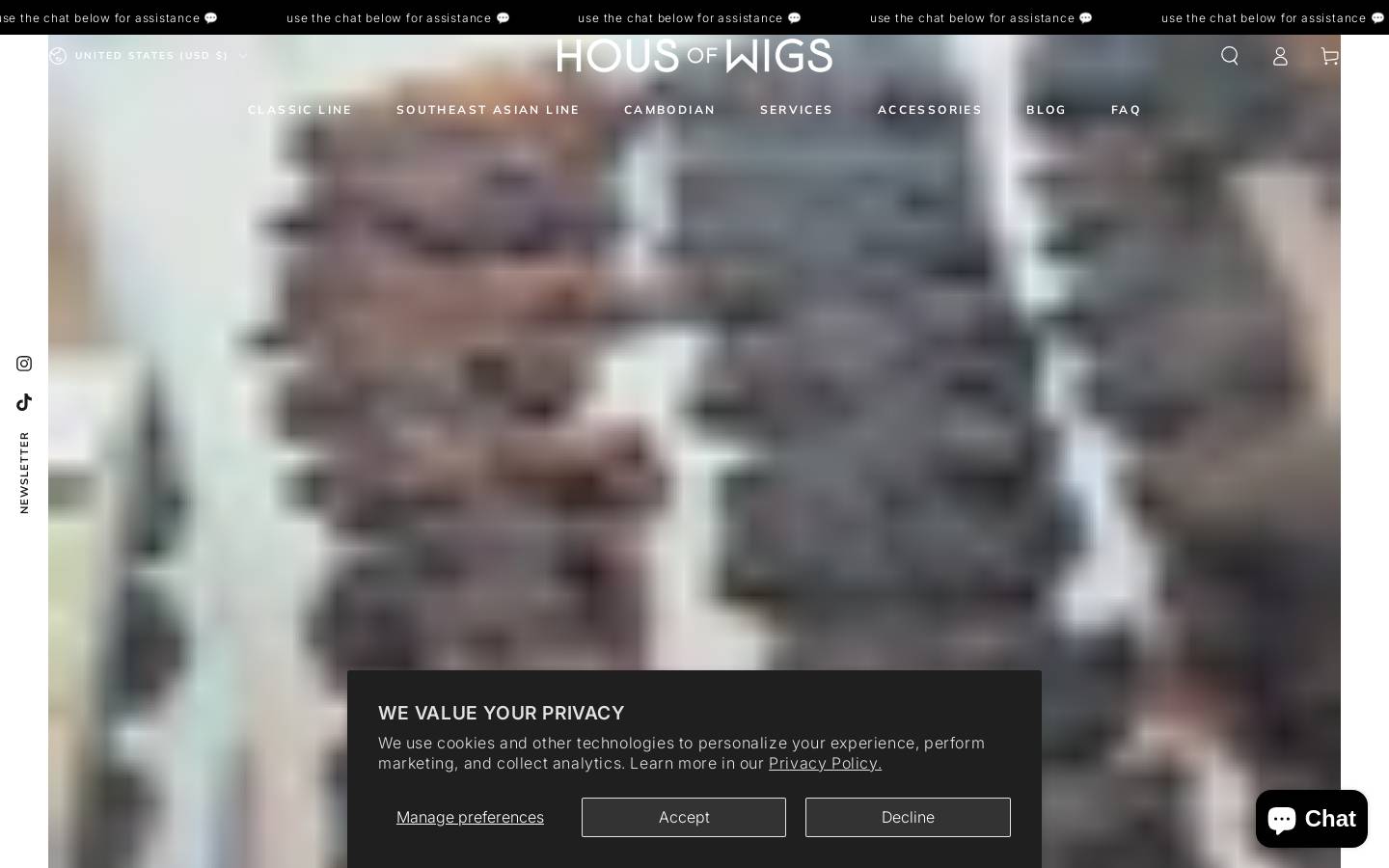 housofwigs.com homepage screenshot