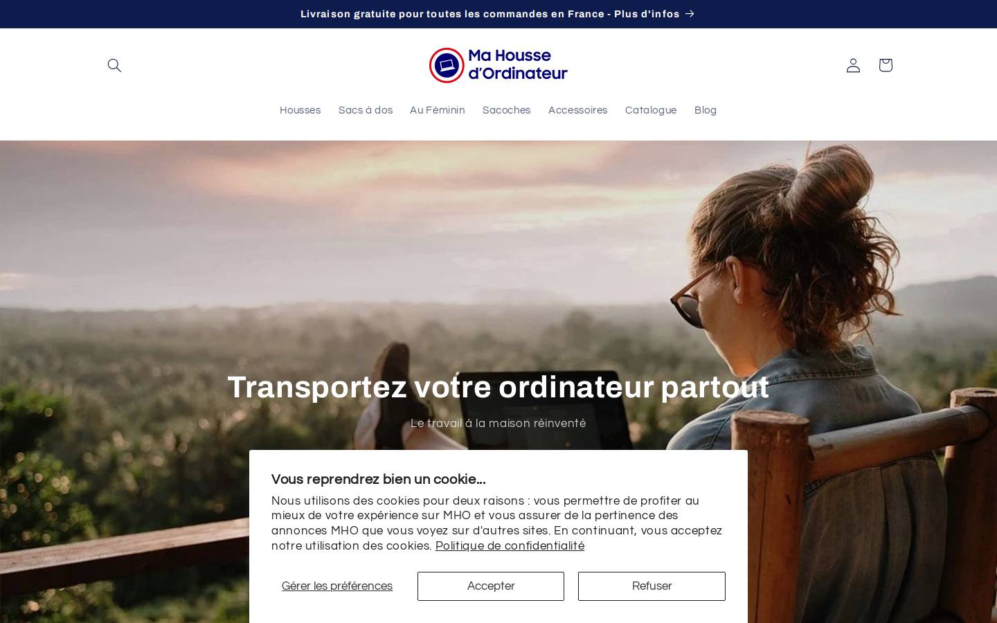 housse-ordinateur.com homepage screenshot