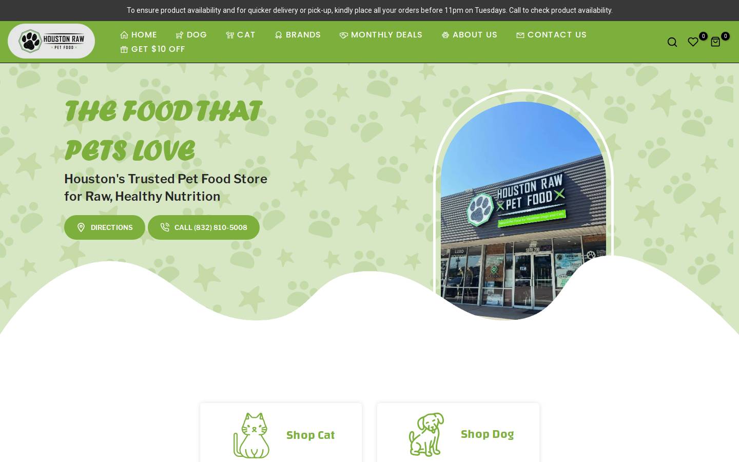 houstonrawpetfood.com homepage screenshot