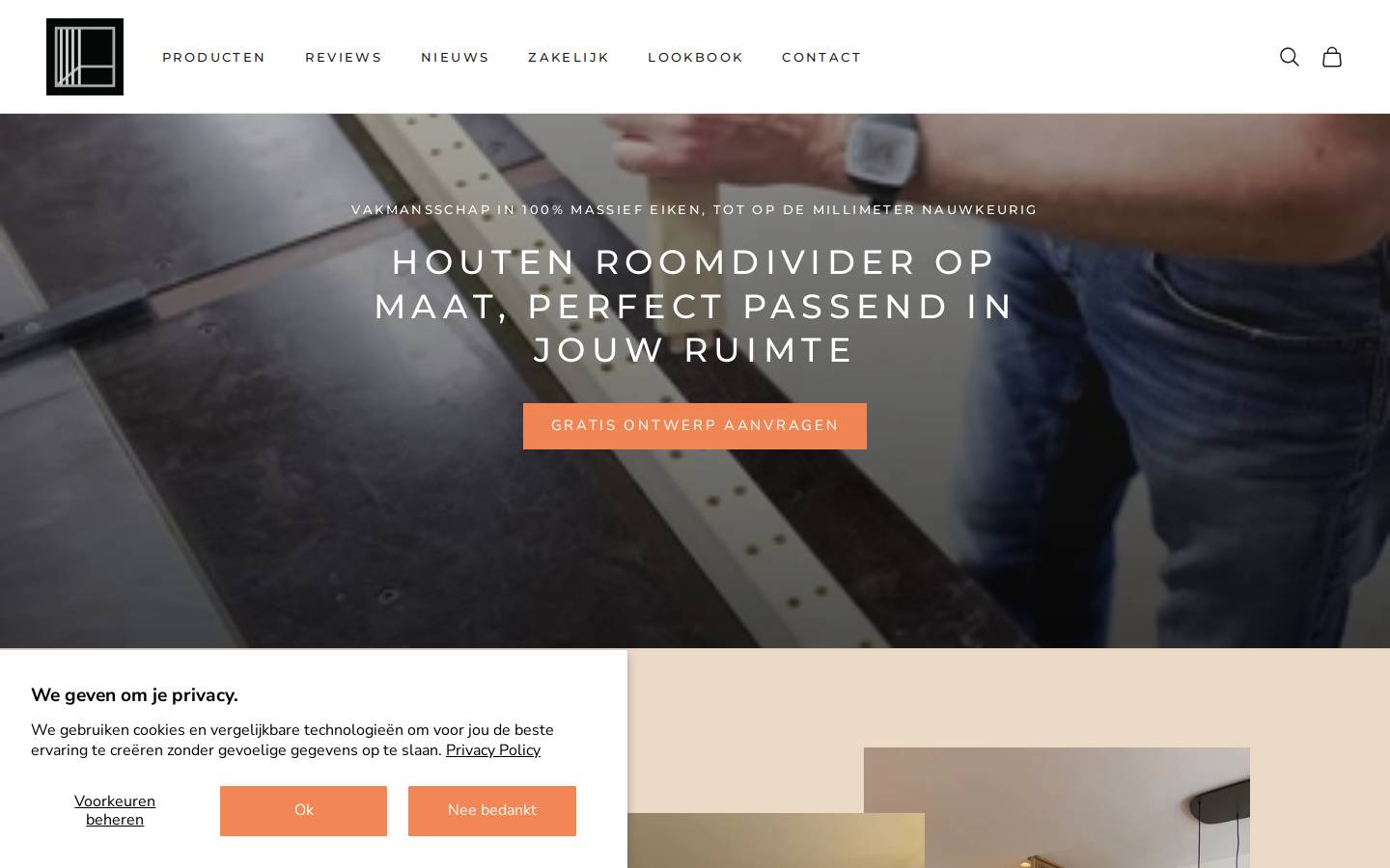 Houtenroomdivider homepage screenshot