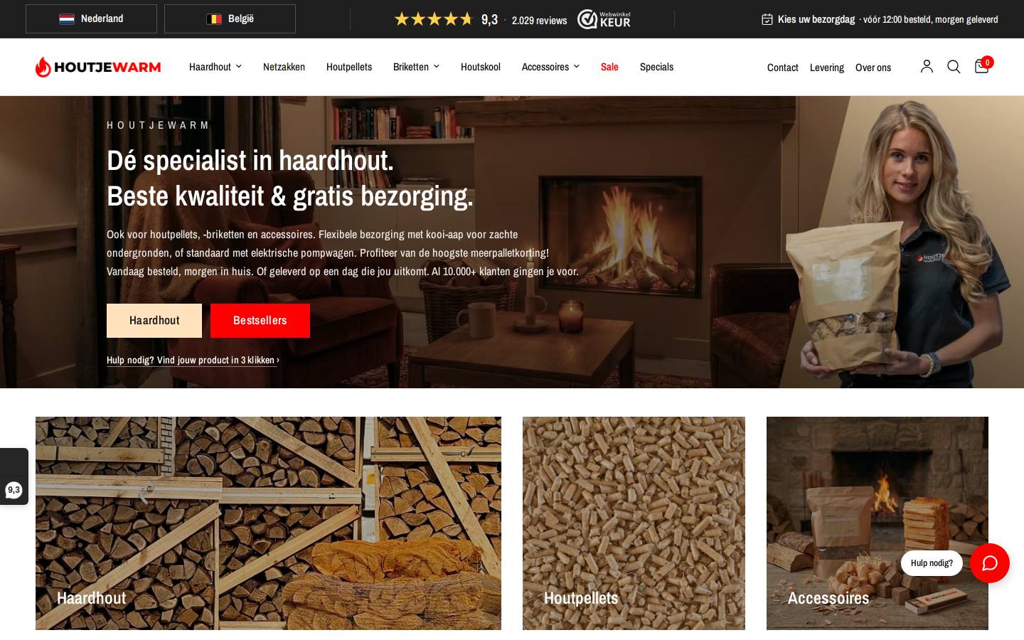 HoutjeWarm B.V. homepage screenshot