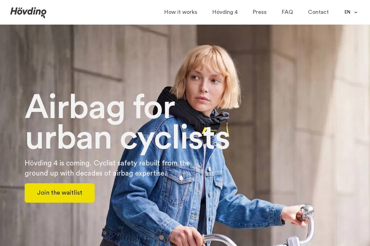 Hövding homepage screenshot