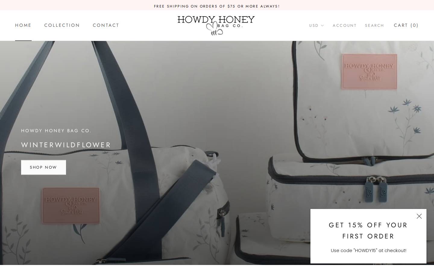 howdyhoneybagco.com homepage screenshot