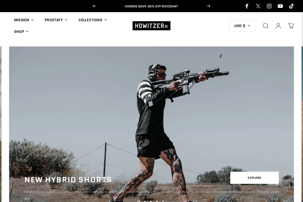 howitzerclothing.com homepage screenshot