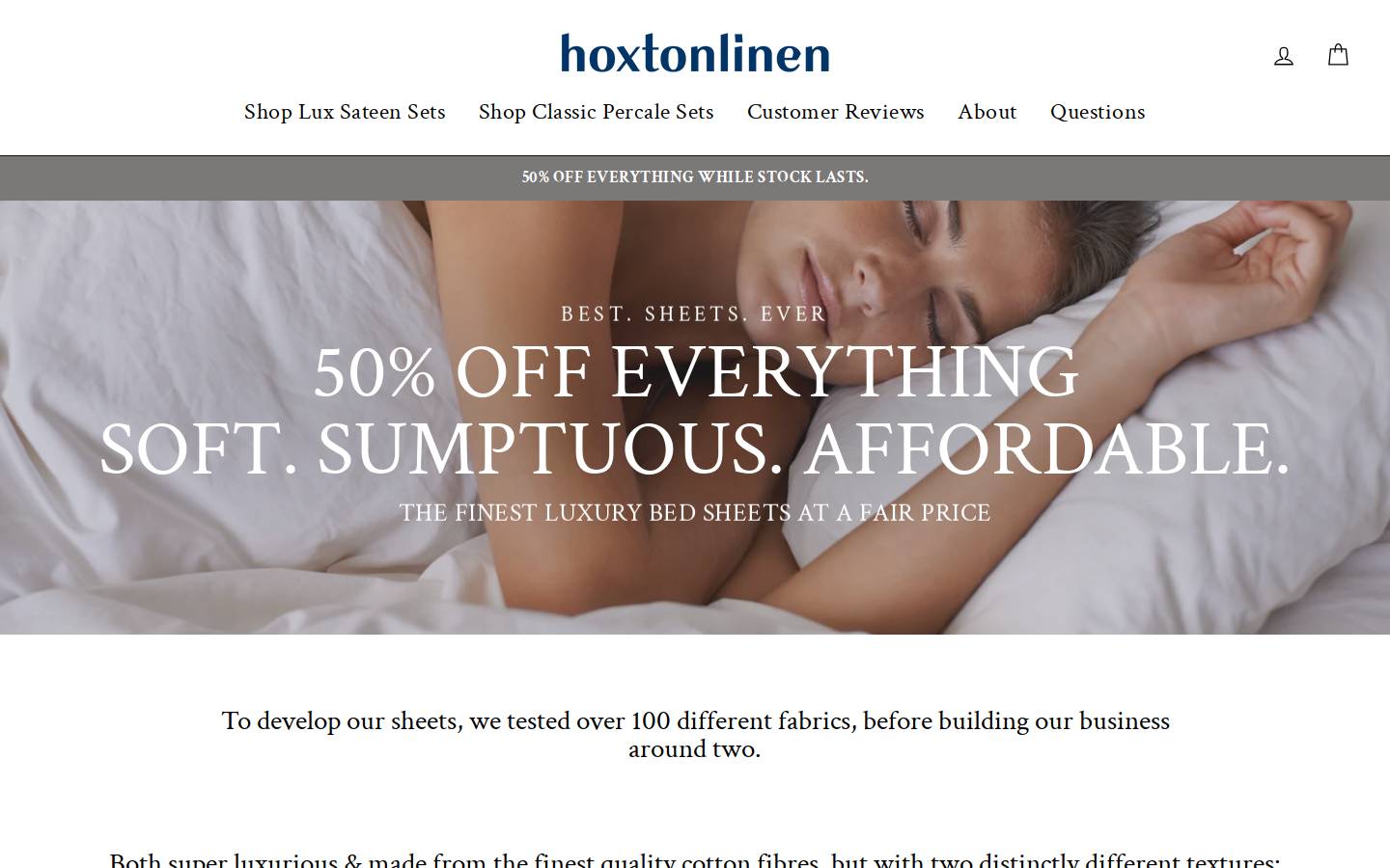 hoxtonlinen.com homepage screenshot