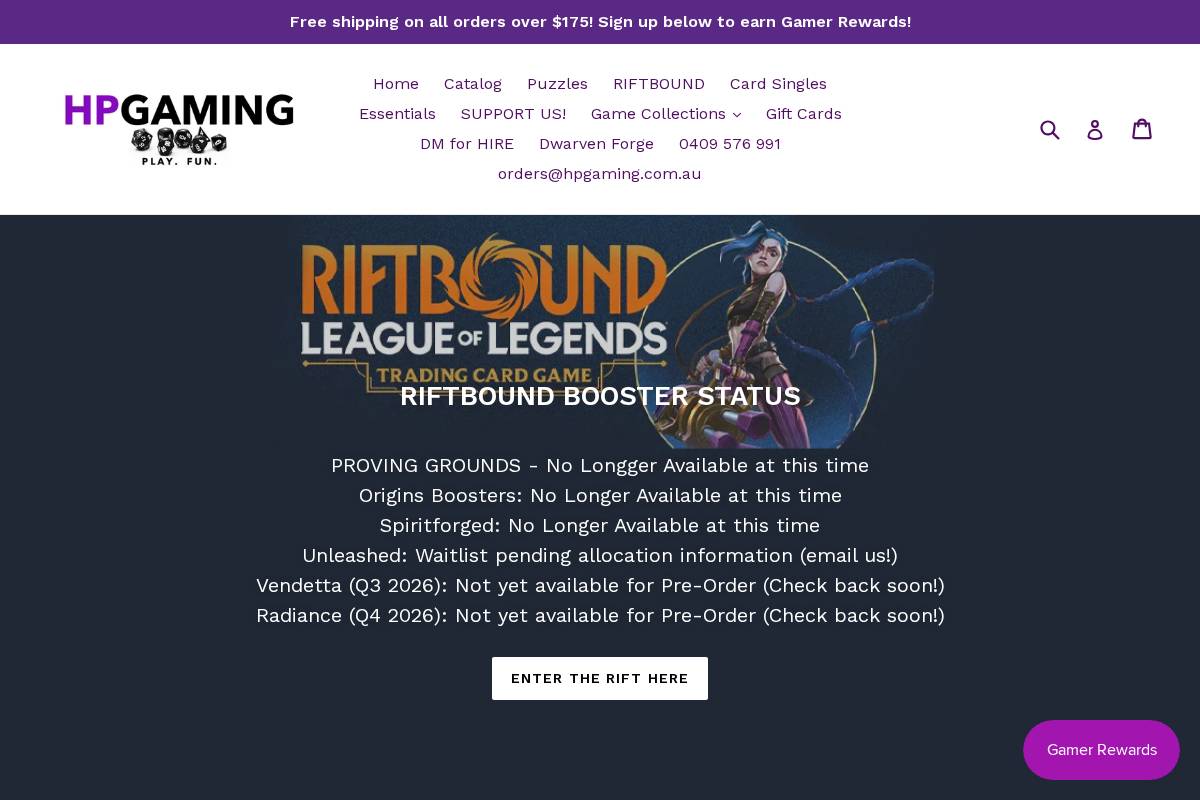 hpgaming.com.au homepage screenshot