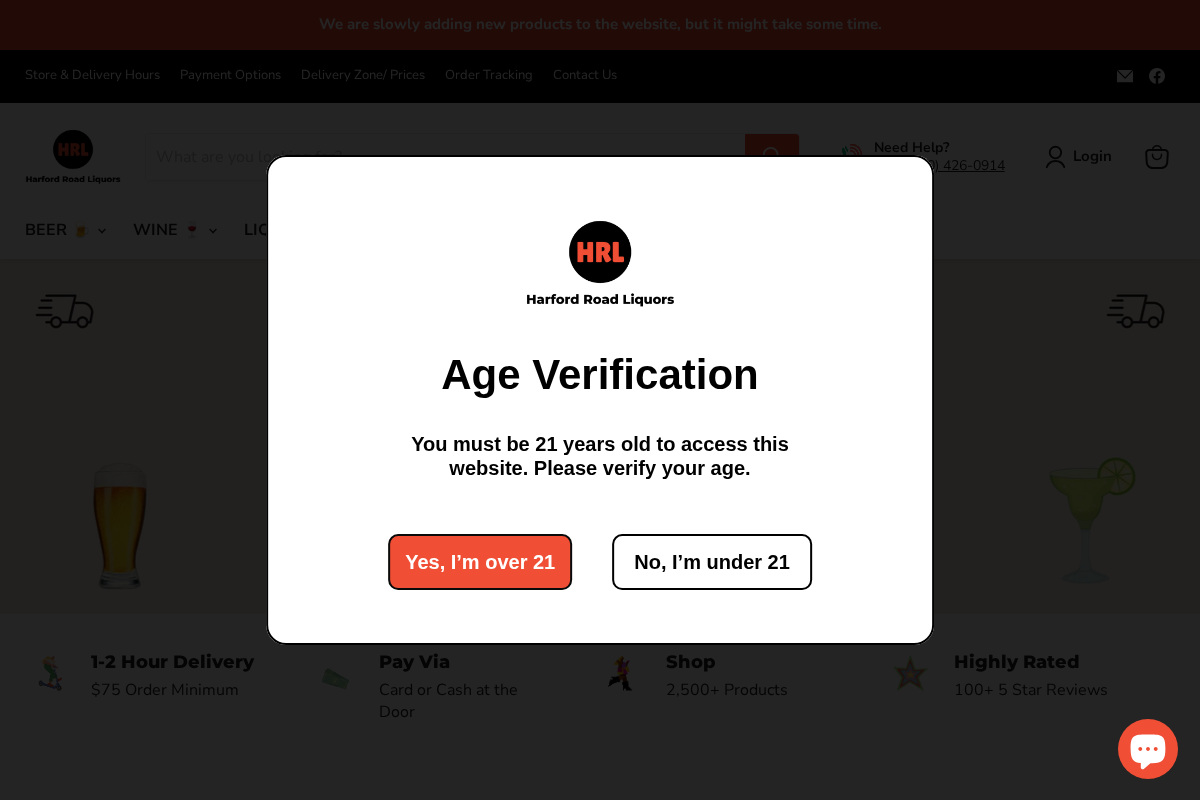 Harford Road Liquors homepage screenshot