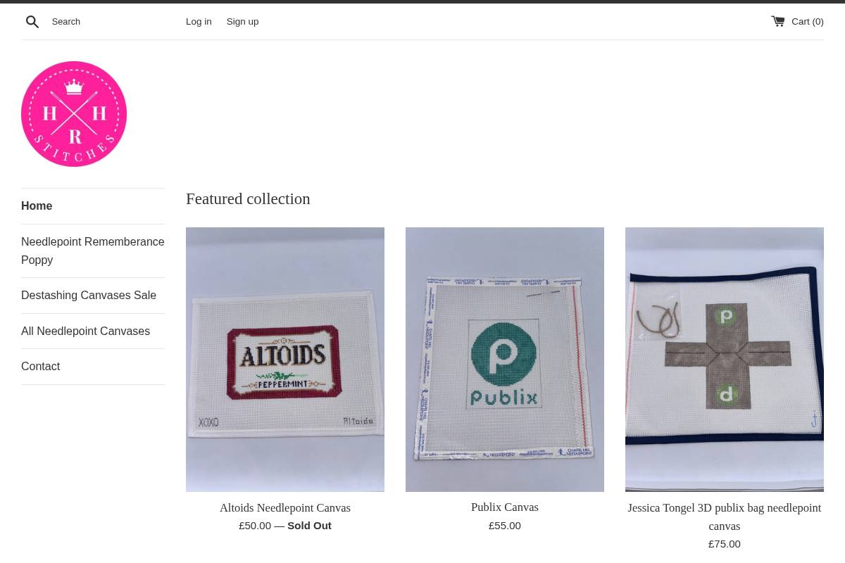 hrhstitches.com homepage screenshot