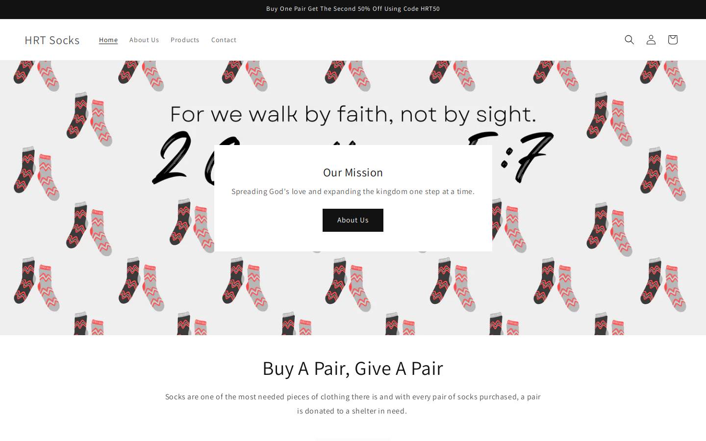 hrtsocks.com homepage screenshot