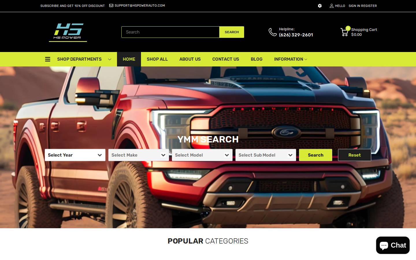 hspowerauto.com homepage screenshot