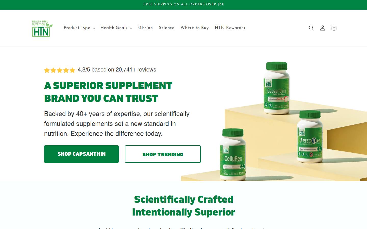 Health Thru Nutrition homepage screenshot
